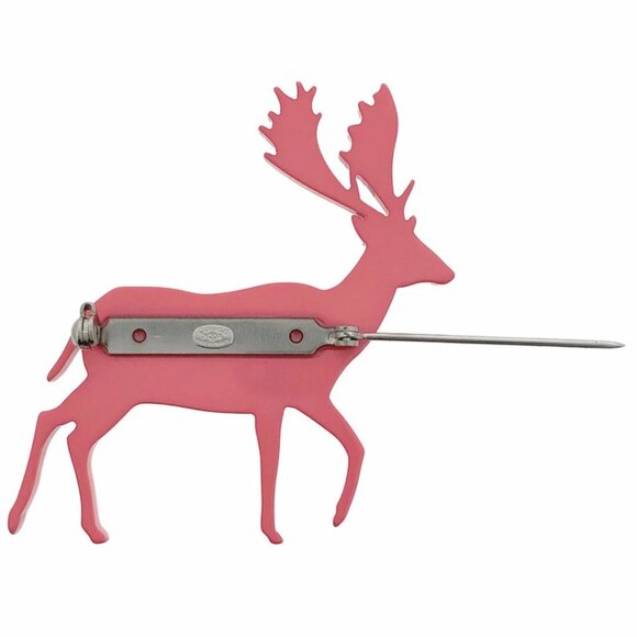 CHANEL CC Logos Pink Reindeer Brooch Silver Tone Pin 01A Auth #0327 - Picture 3 of 8